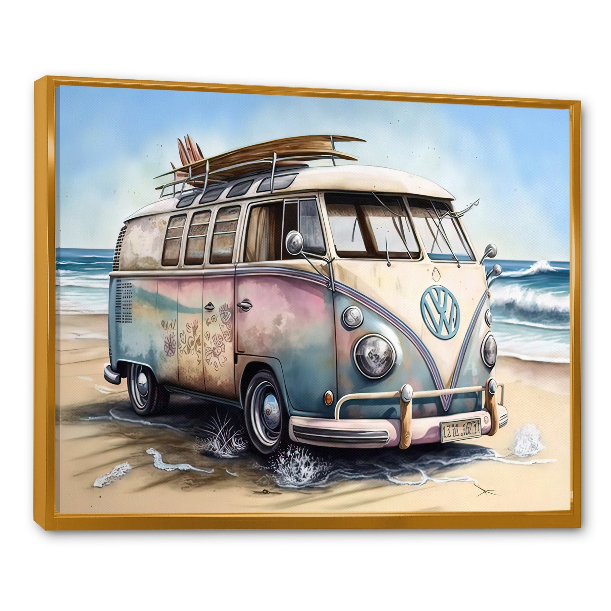 70S Surfing Van At The Beach I