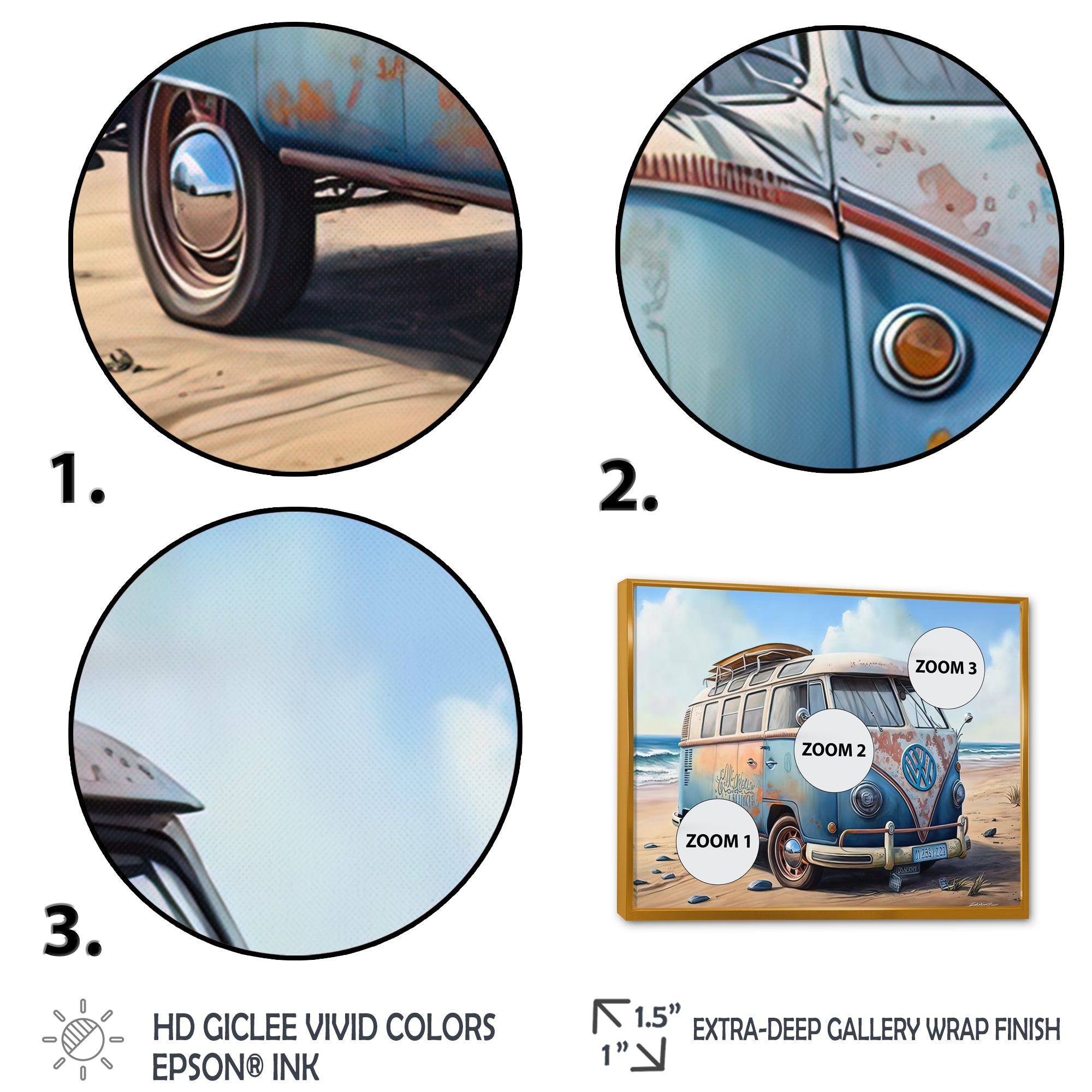 70S Surfing Van At The Beach III