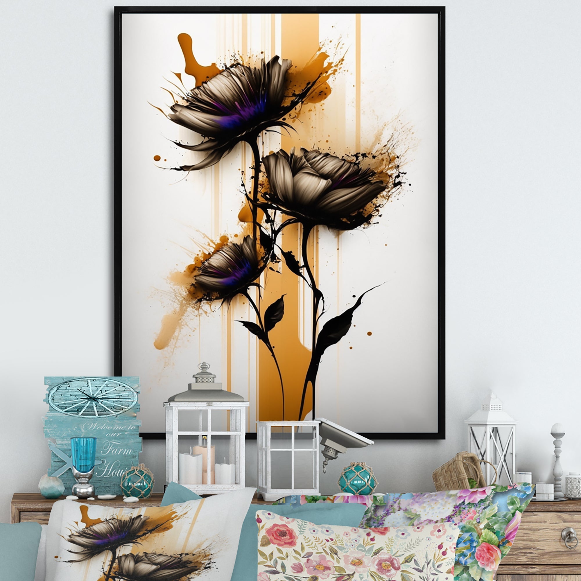 Orange Daisy Flower On Abstract Fusion II
