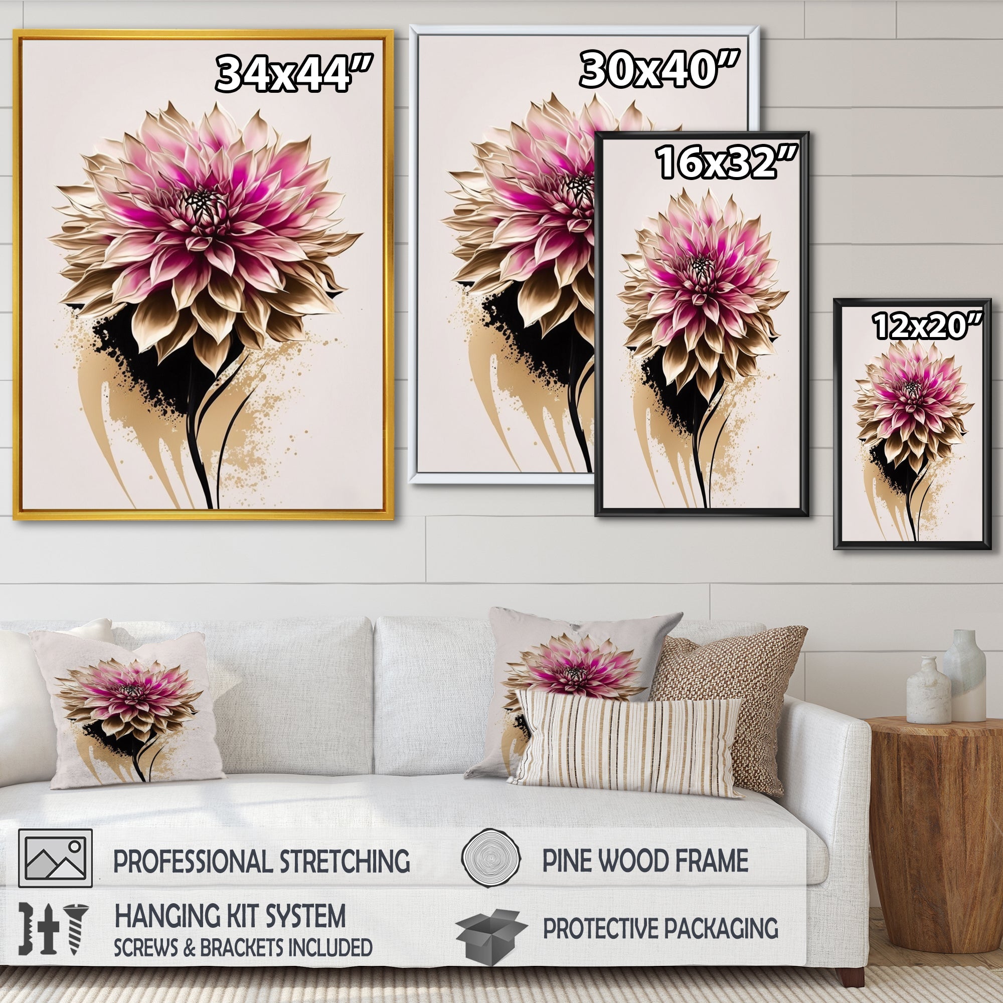 Pink Dahli Flower On Abstract Fusion