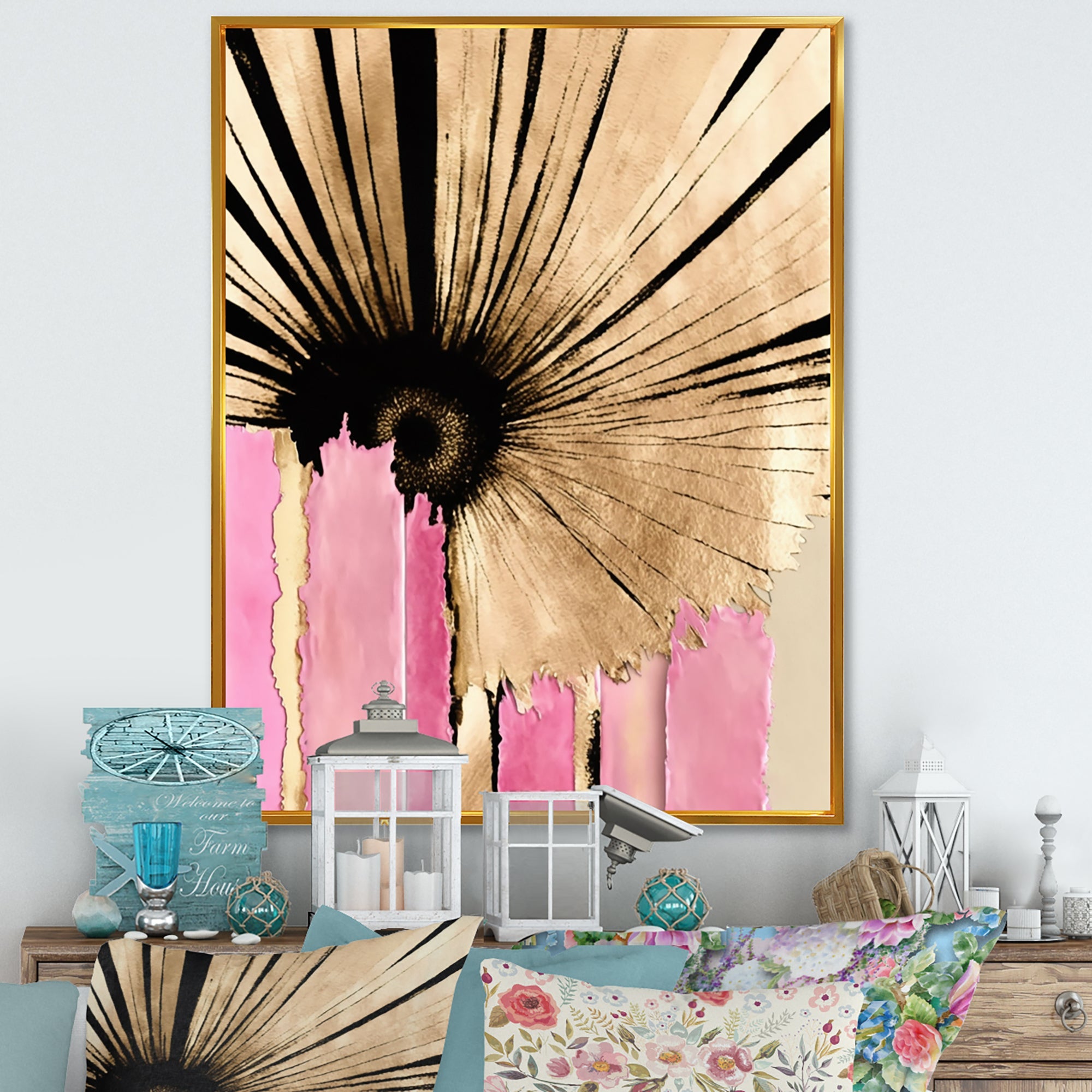 Pink Gerbera Flower On Abstract Fusion I