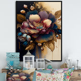 Red And Gold Camellia Floral Design I