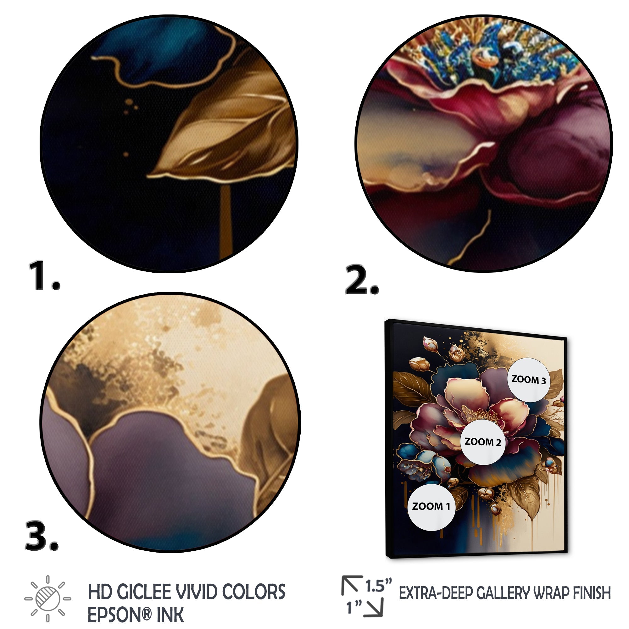 Red And Gold Camellia Floral Design I