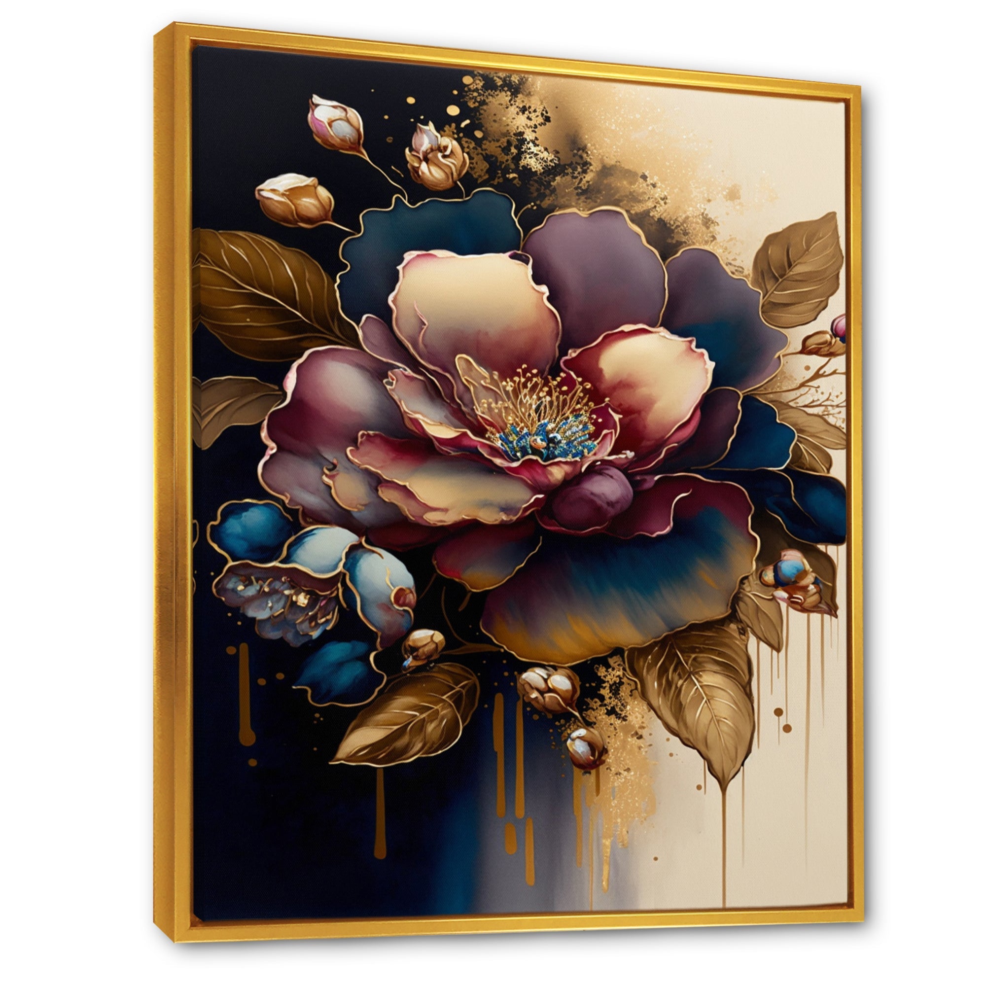 Red And Gold Camellia Floral Design I