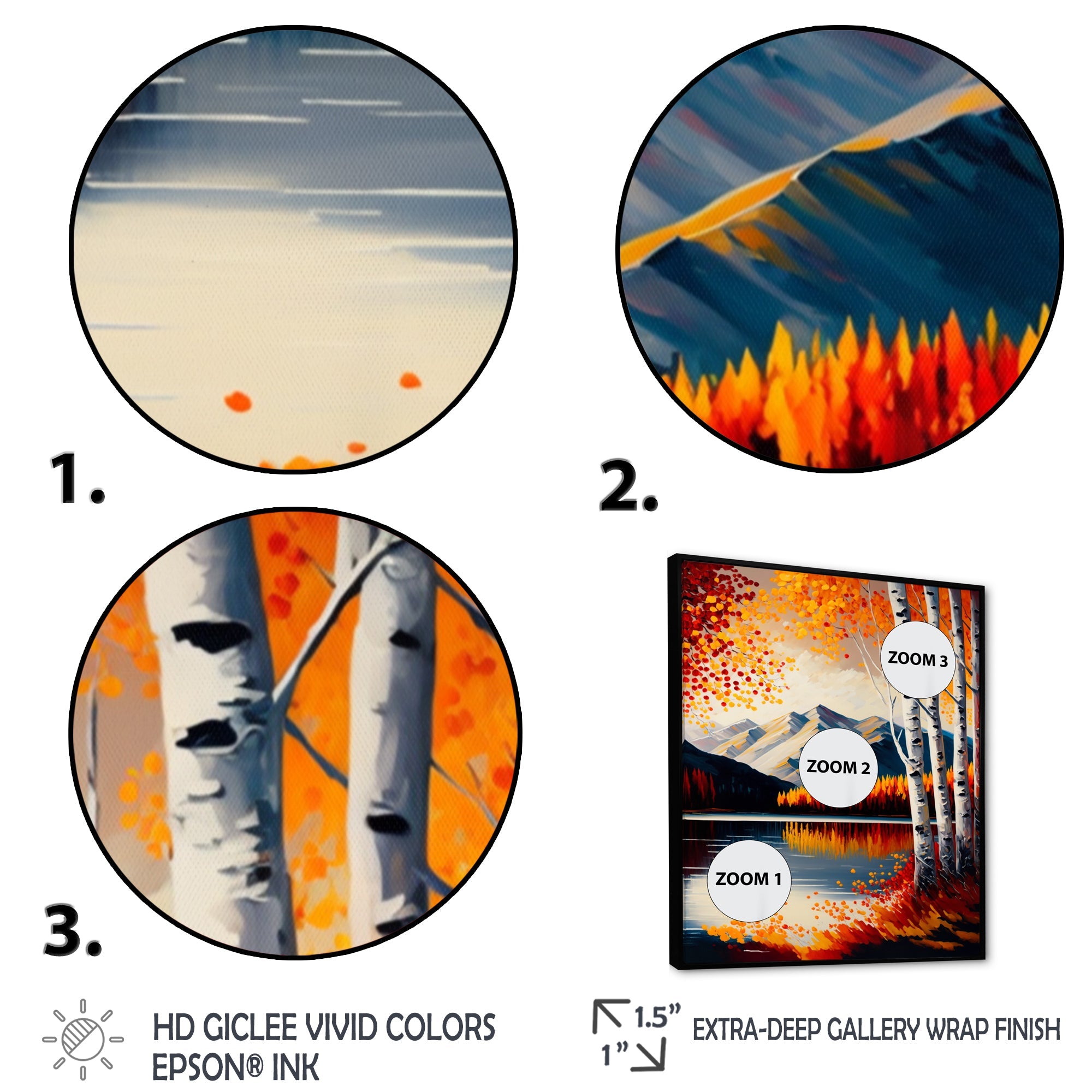 Red And Orange Birch Trees By The Lake V