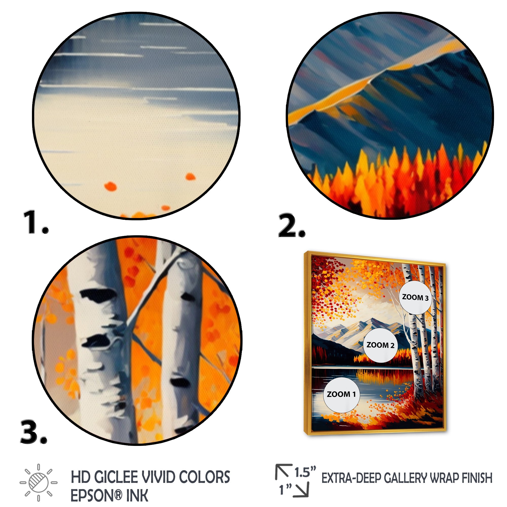 Red And Orange Birch Trees By The Lake V