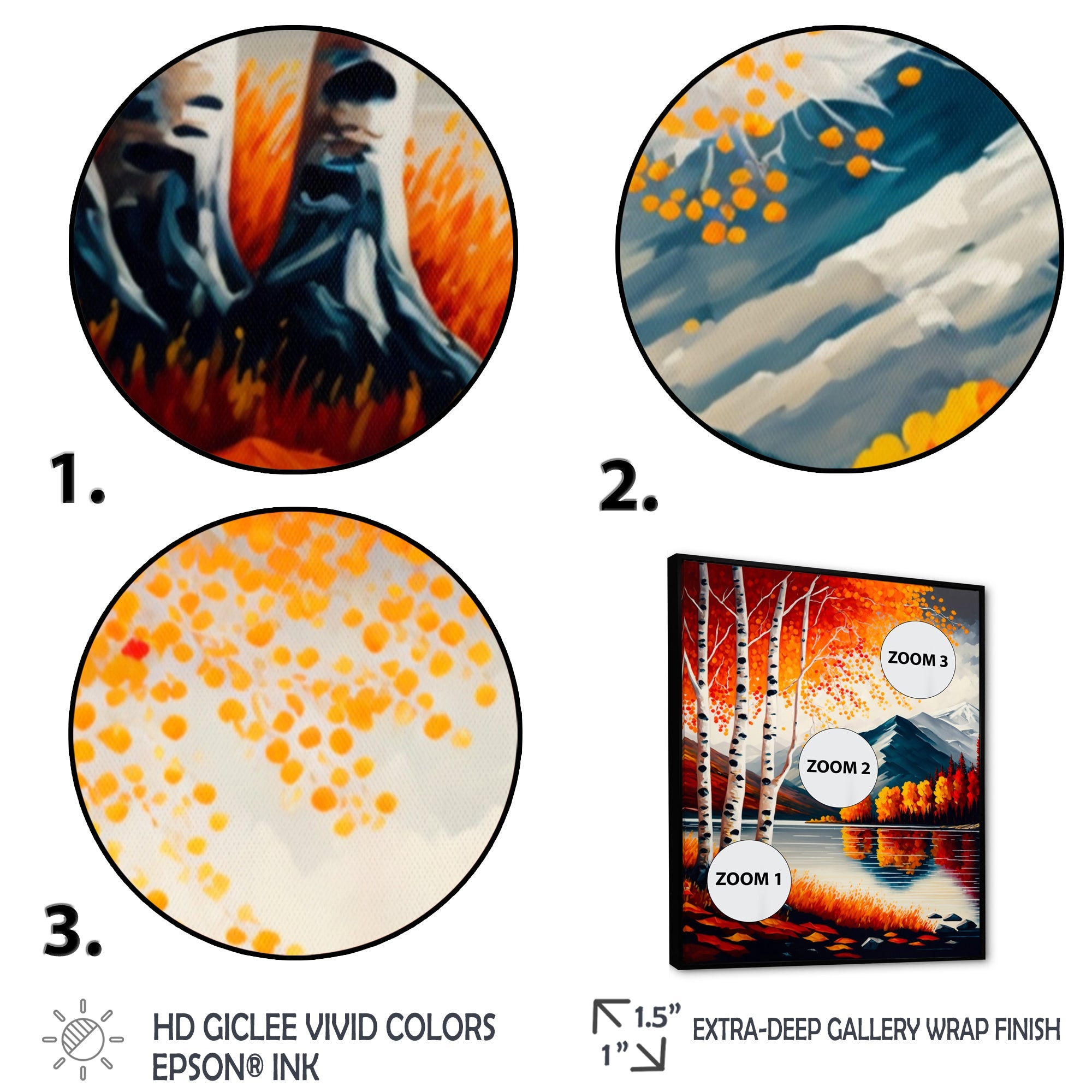 Red And Orange Birch Trees By The Lake VI