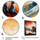 Red And Orange Birch Trees By The Lake VI