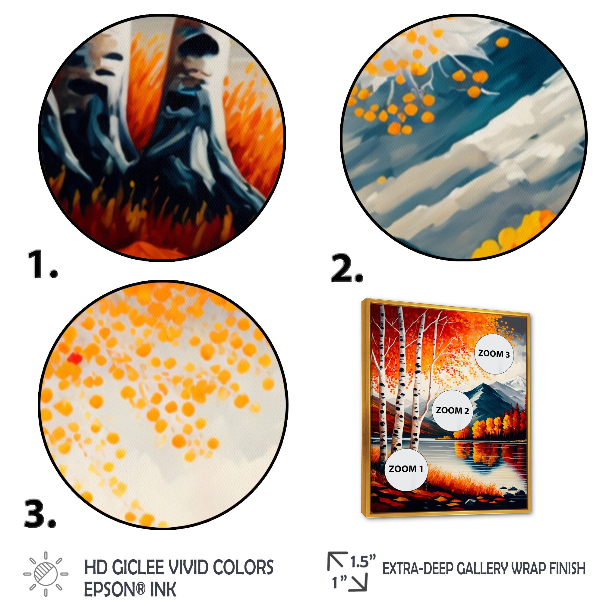 Red And Orange Birch Trees By The Lake VI