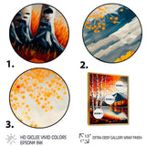 Red And Orange Birch Trees By The Lake VI