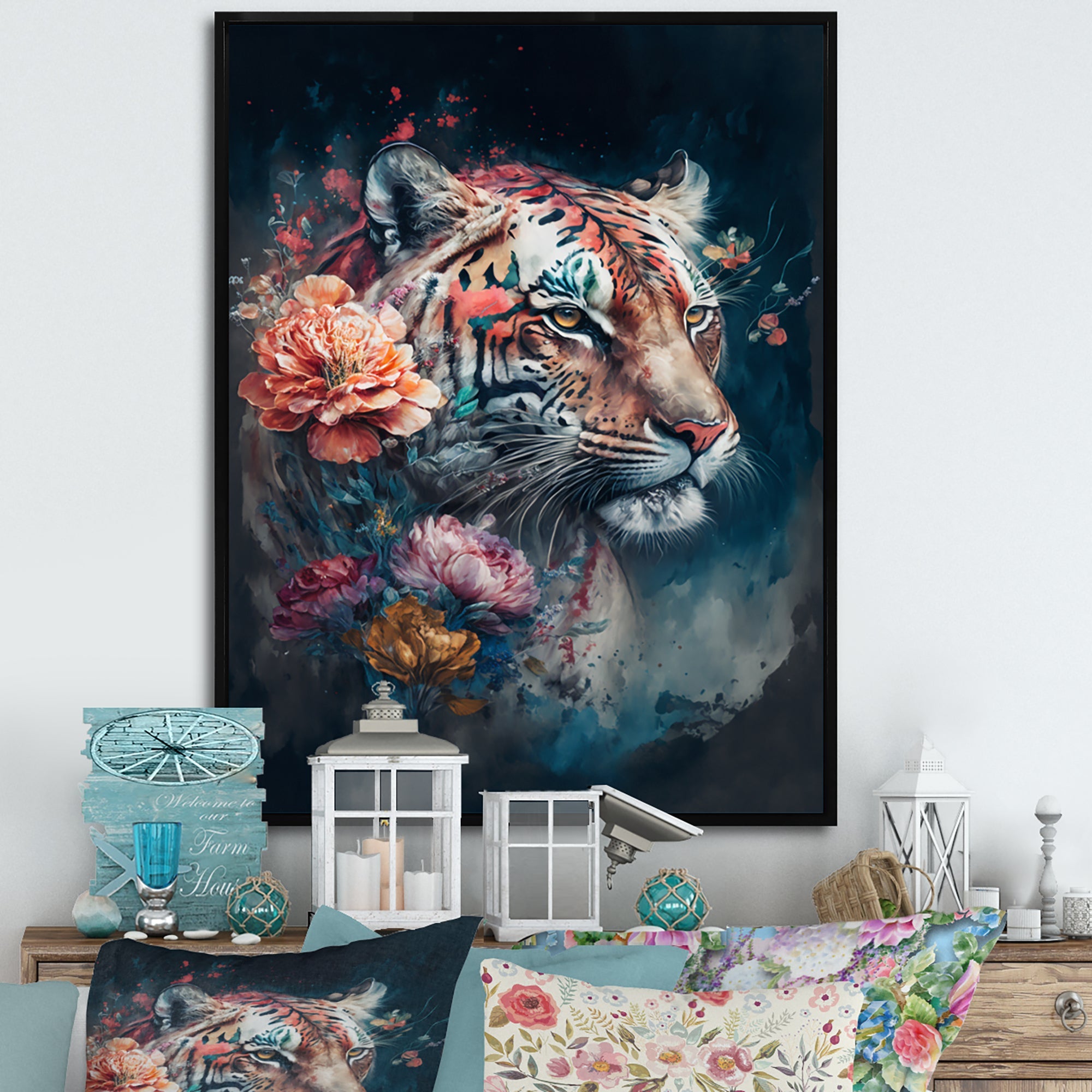Cute Tiger Floral Art II