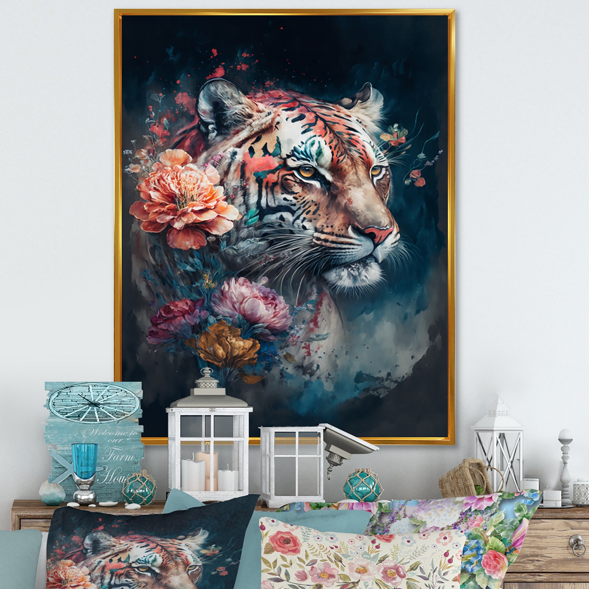 Cute Tiger Floral Art II