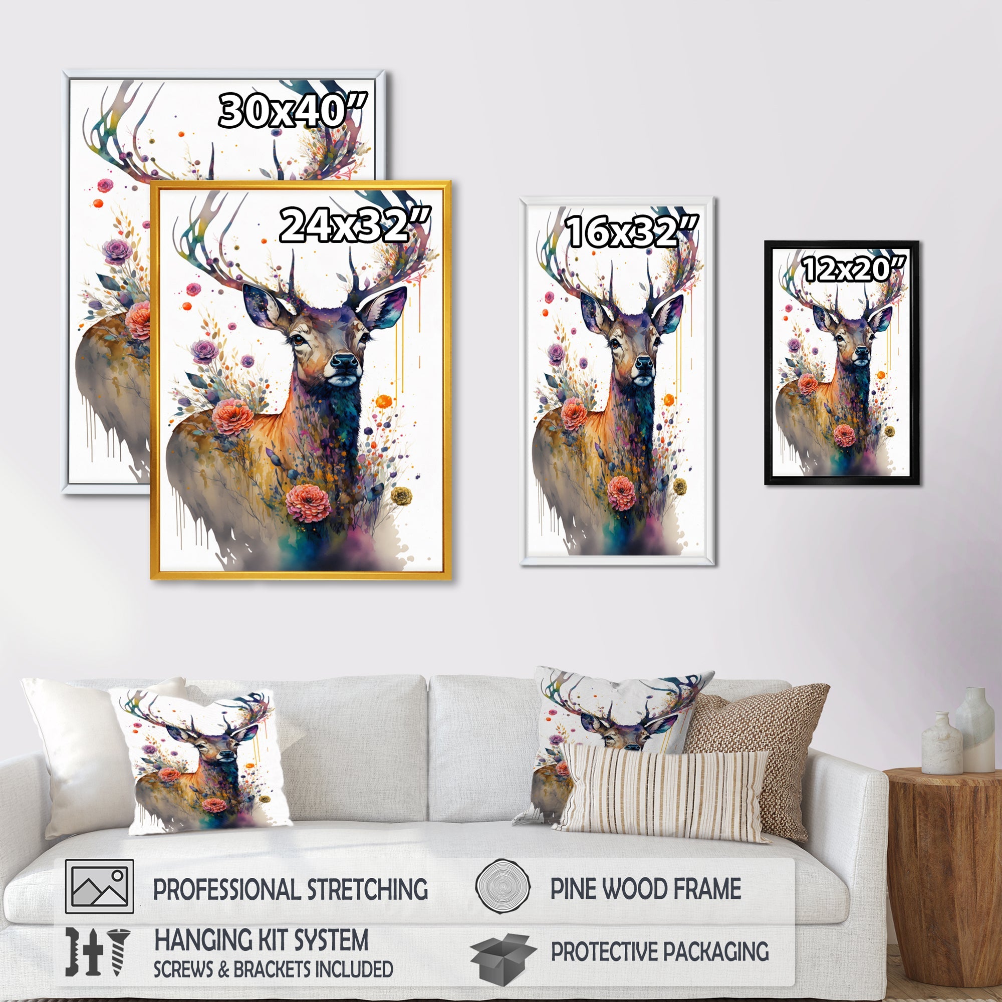 Cute Deer Floral Art I