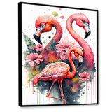 Cute Flamingos Floral Art I