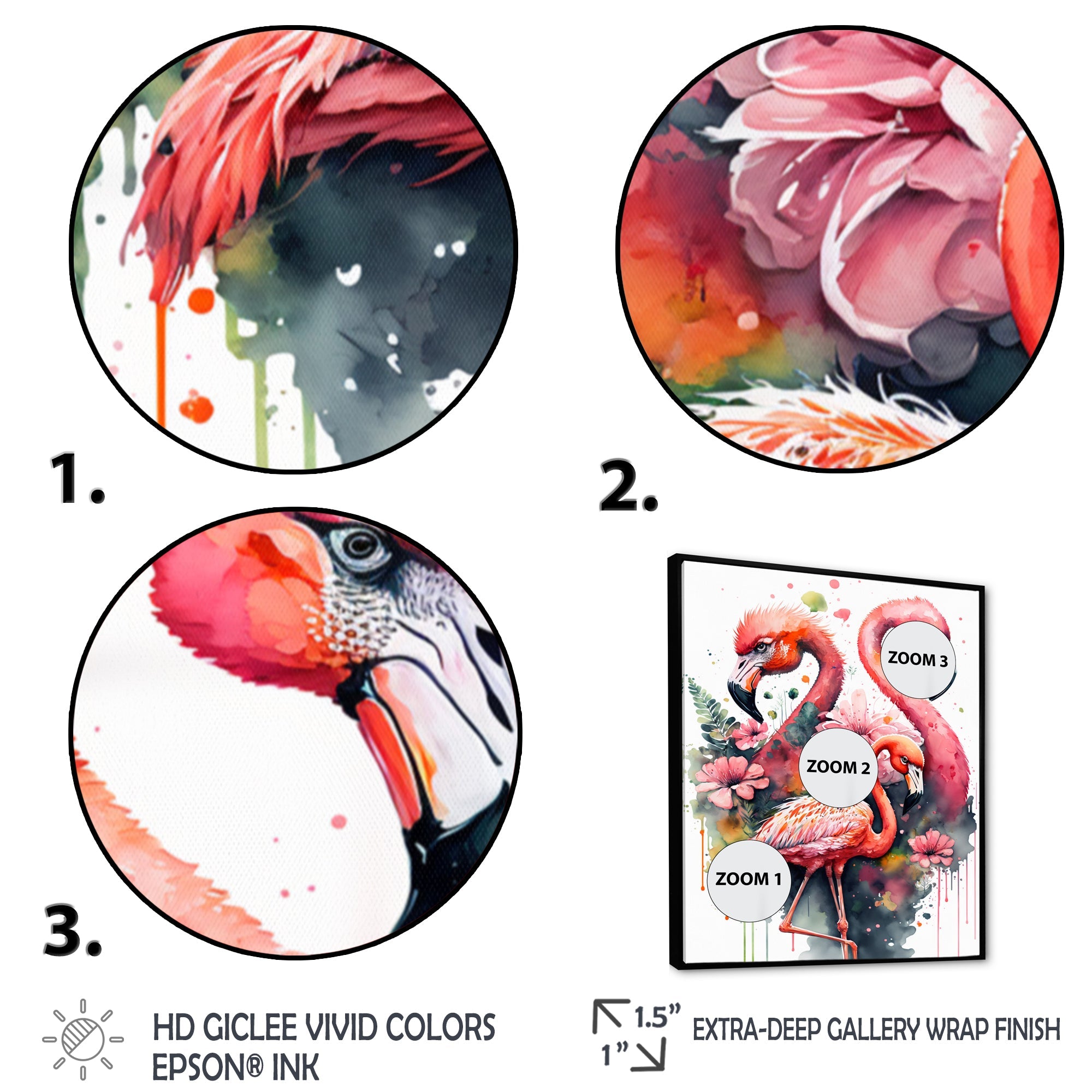 Cute Flamingos Floral Art I