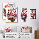 Cute Flamingos Floral Art I