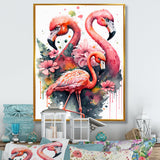 Cute Flamingos Floral Art I