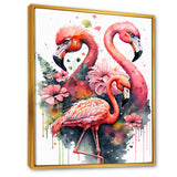 Cute Flamingos Floral Art I