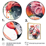 Cute Flamingos Floral Art I