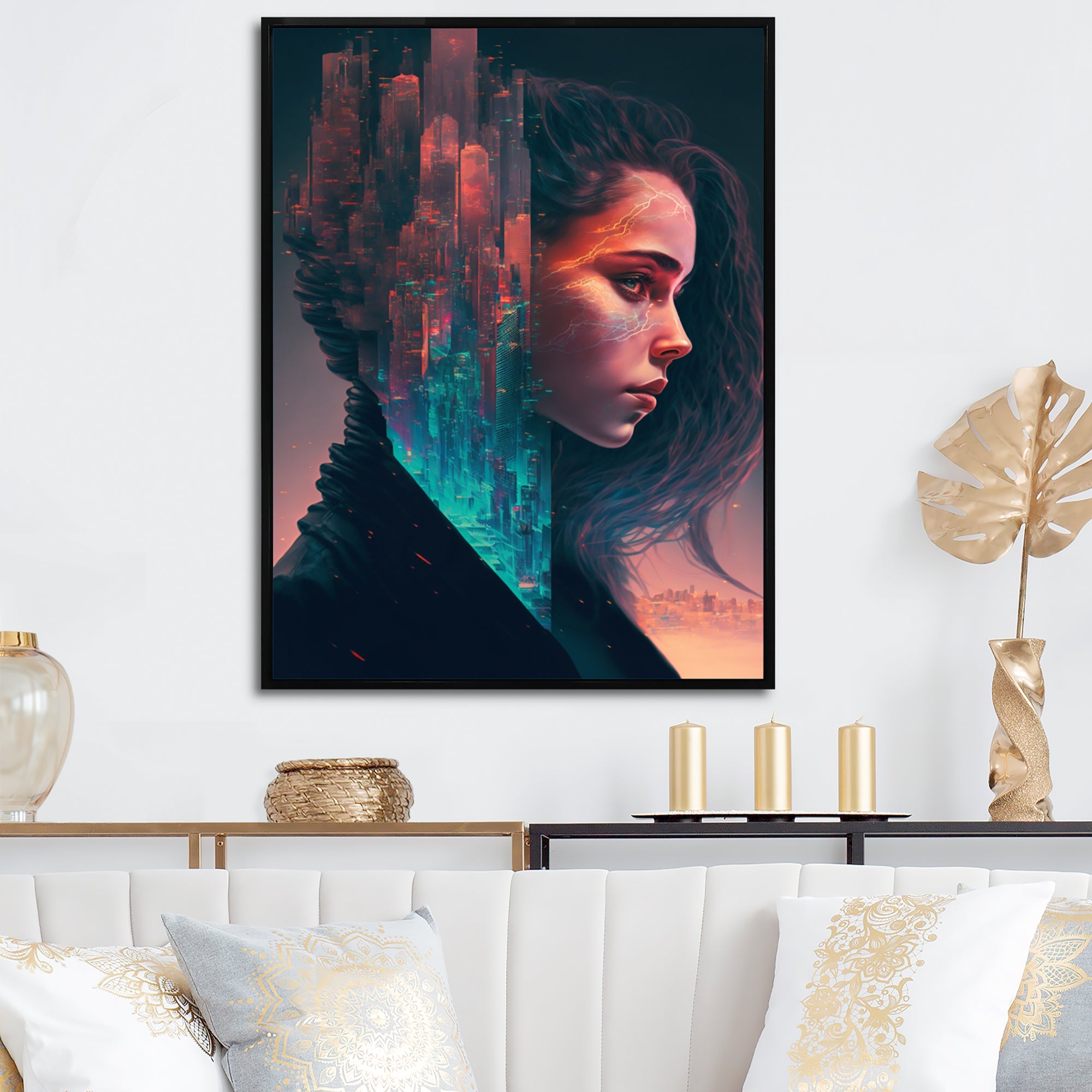 Double Exposure Woman Portrait Sci-Fi III