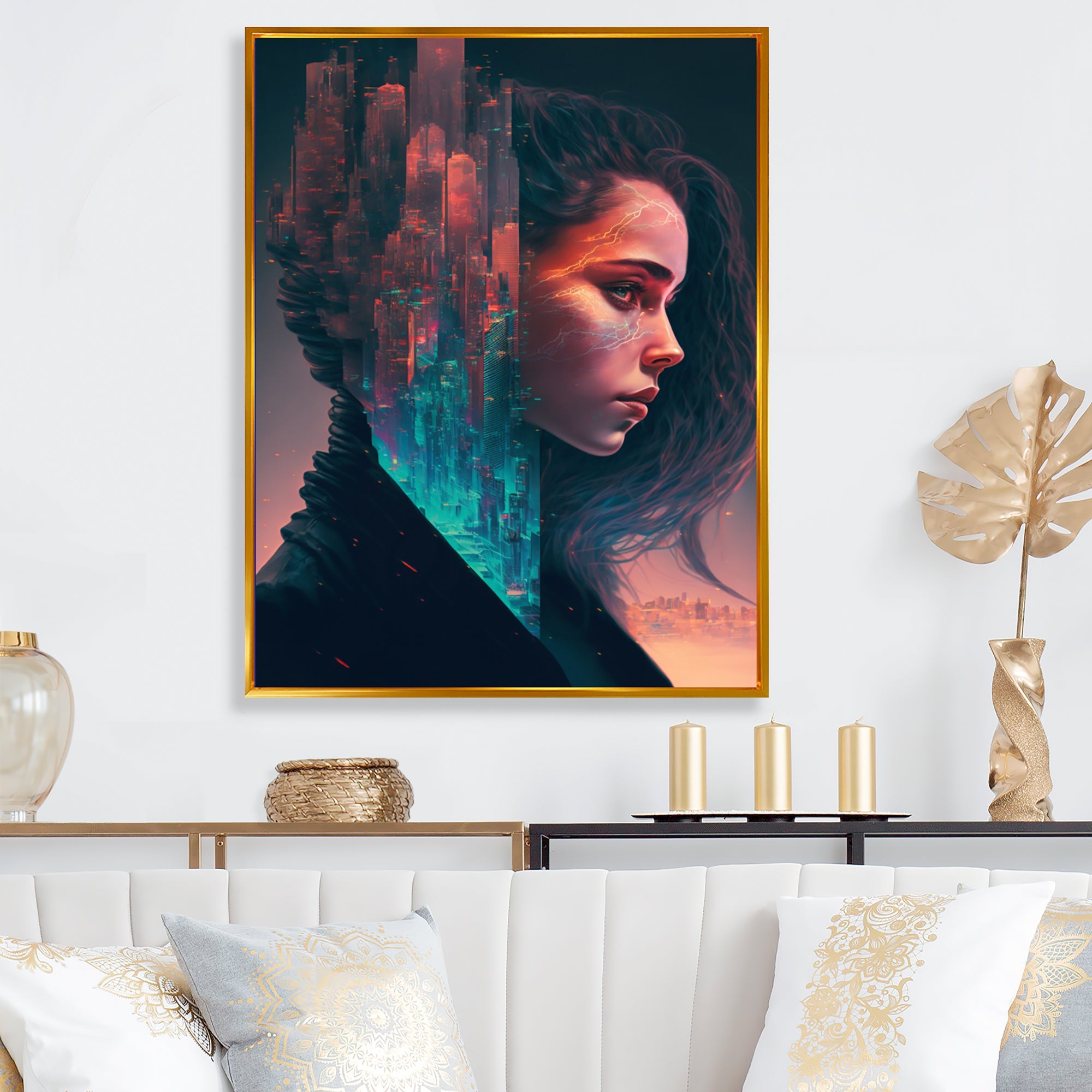 Double Exposure Woman Portrait Sci-Fi III