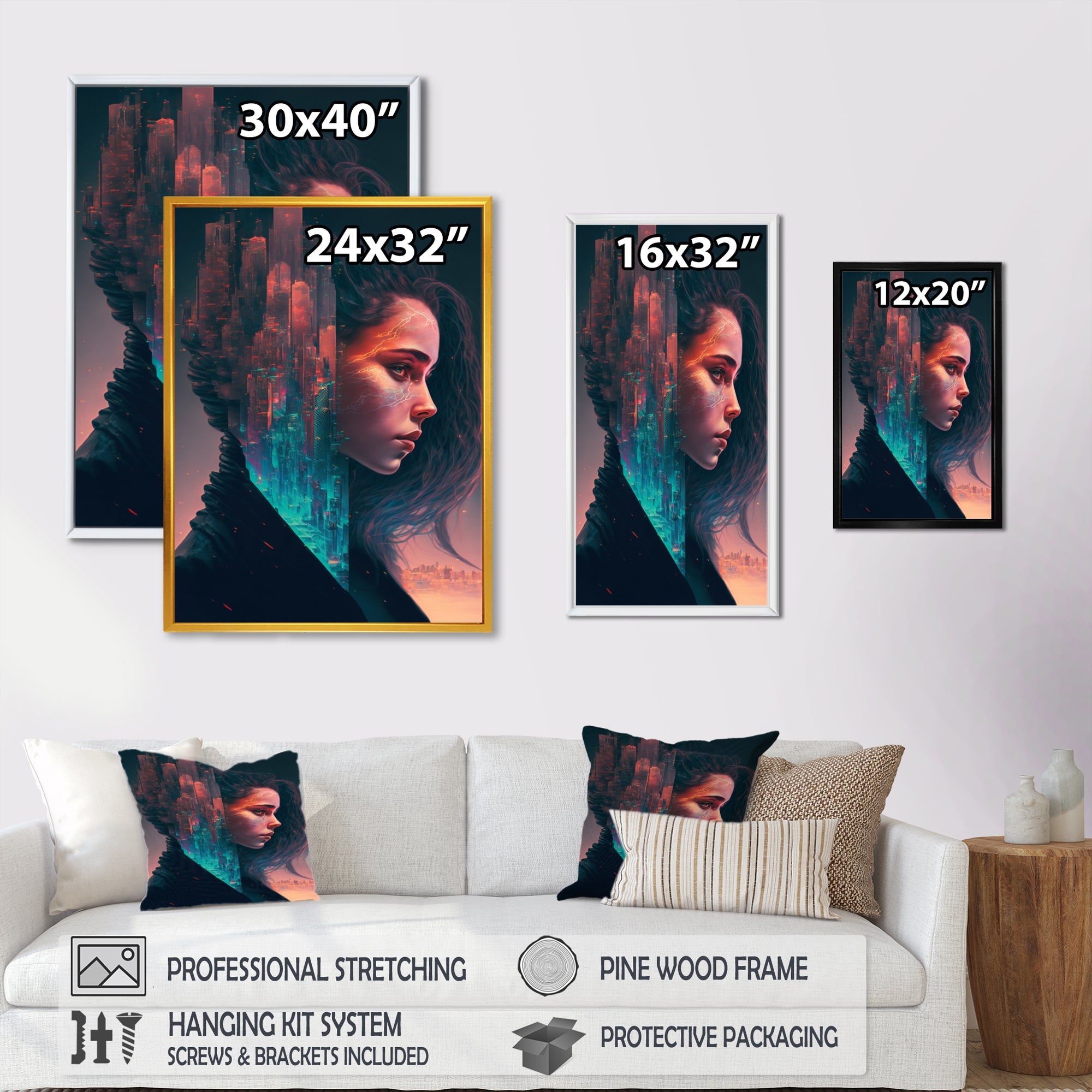 Double Exposure Woman Portrait Sci-Fi III