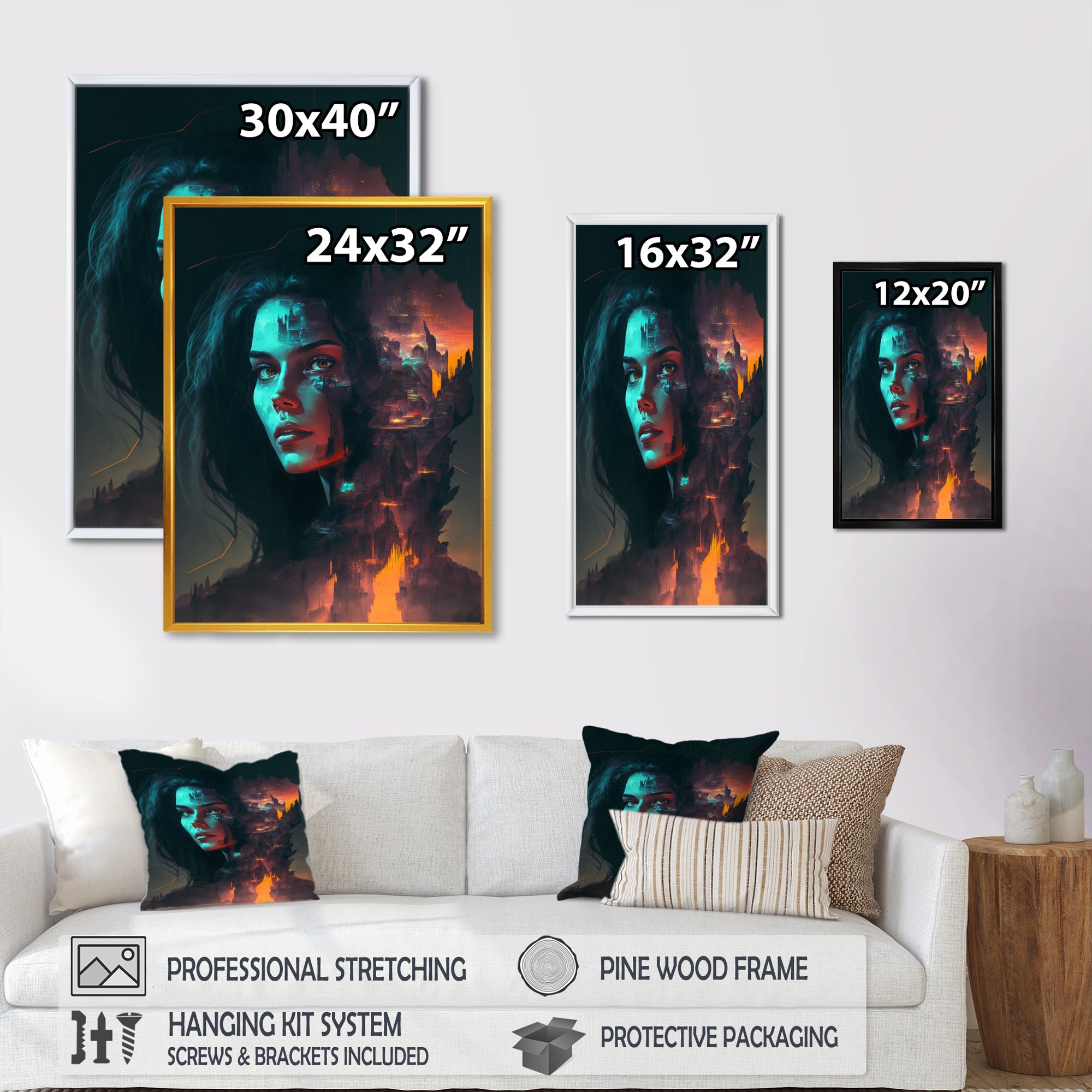 Double Exposure Woman Portrait Sci-Fi IV