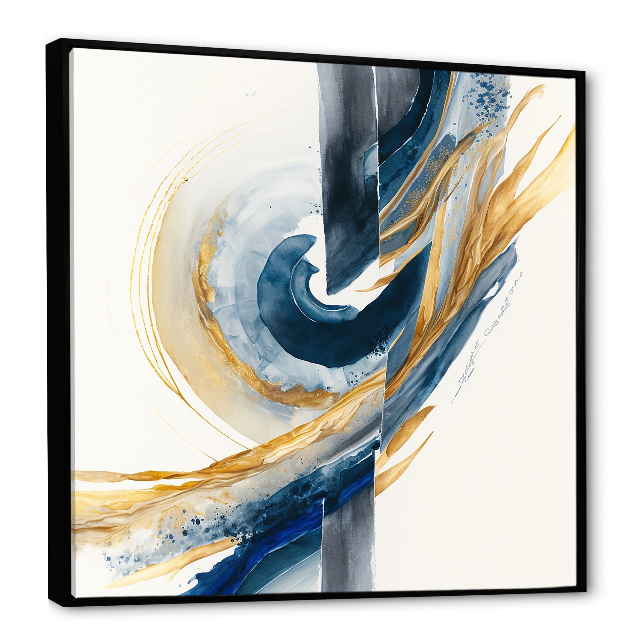 Blue And Gold Swirl Abstract V