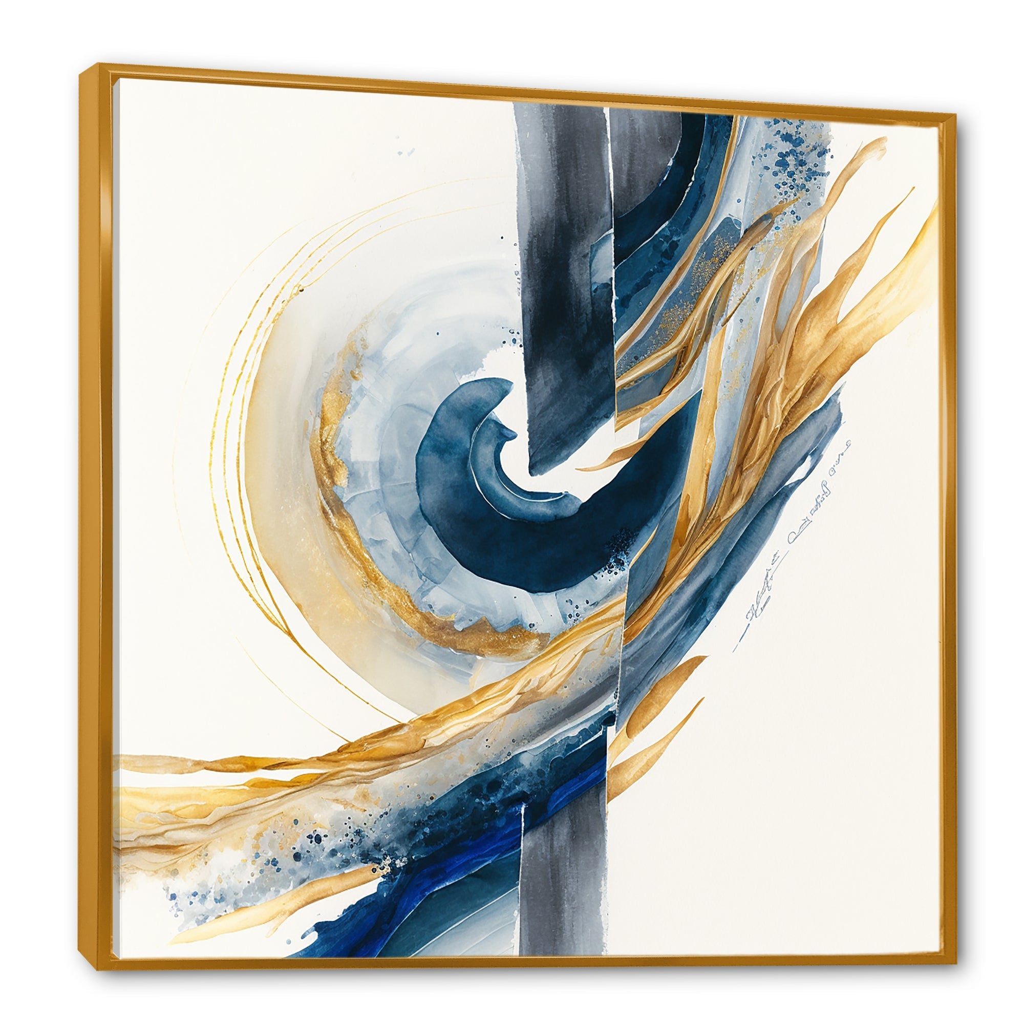 Blue And Gold Swirl Abstract V