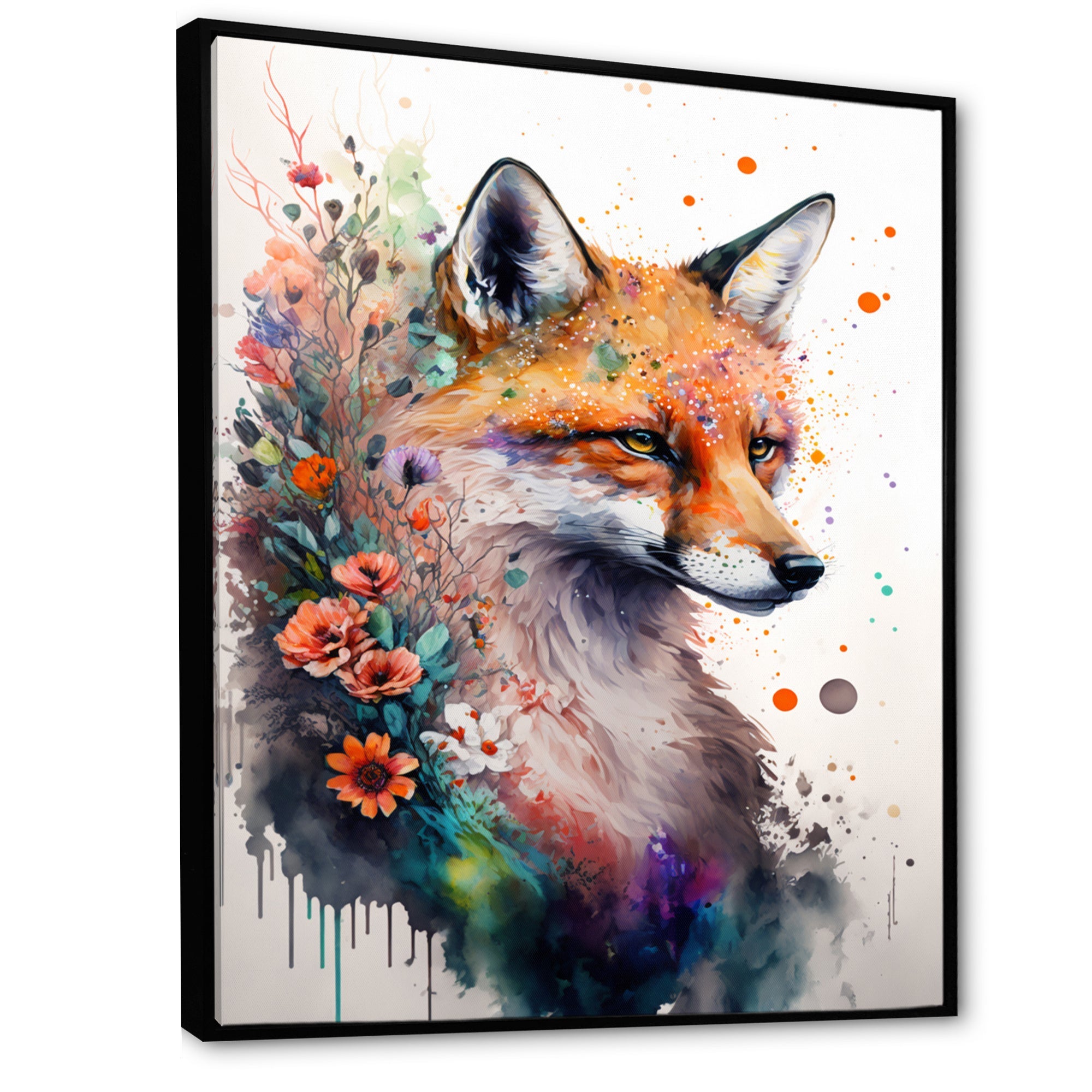 Cute Fox Floral Art I