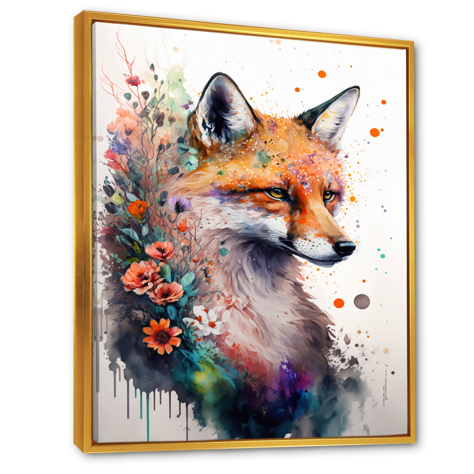 Cute Fox Floral Art I
