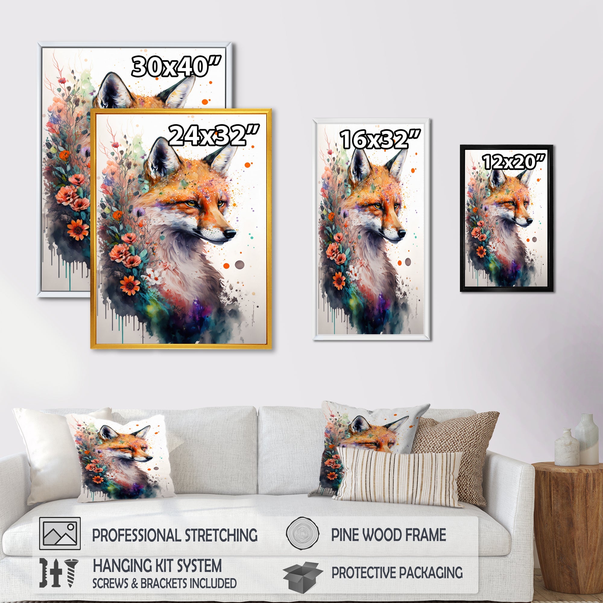 Cute Fox Floral Art I