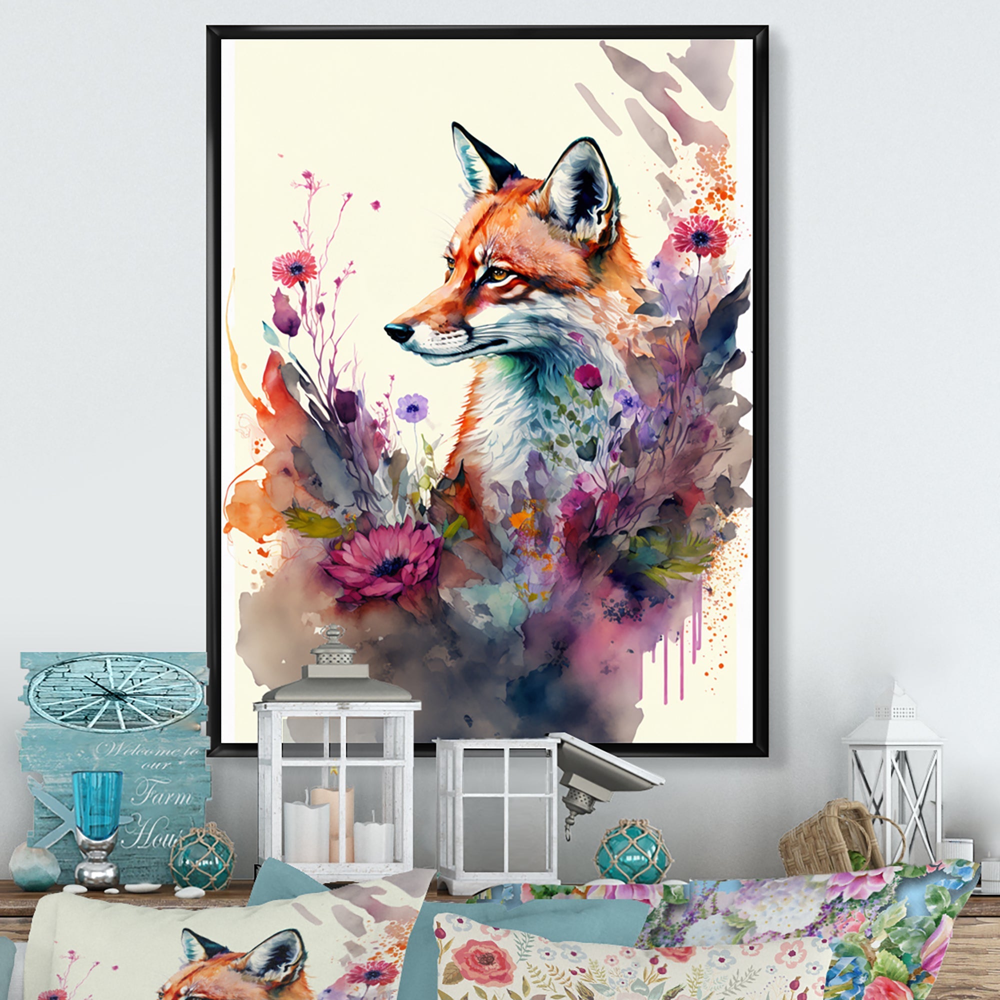 Cute Fox Floral Art II
