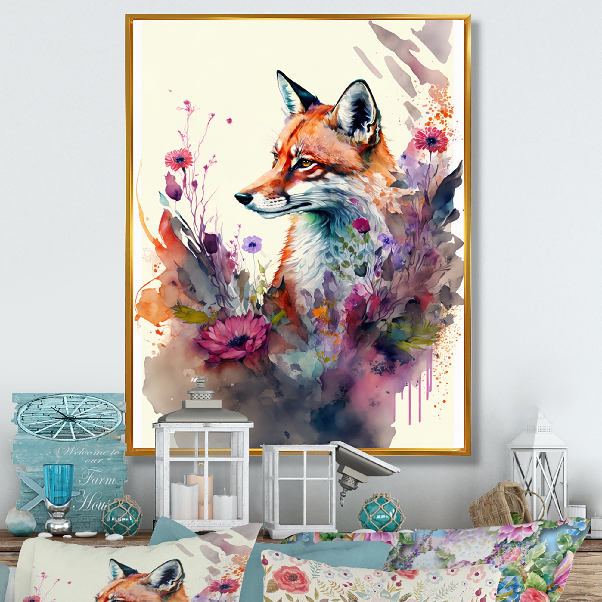 Cute Fox Floral Art II