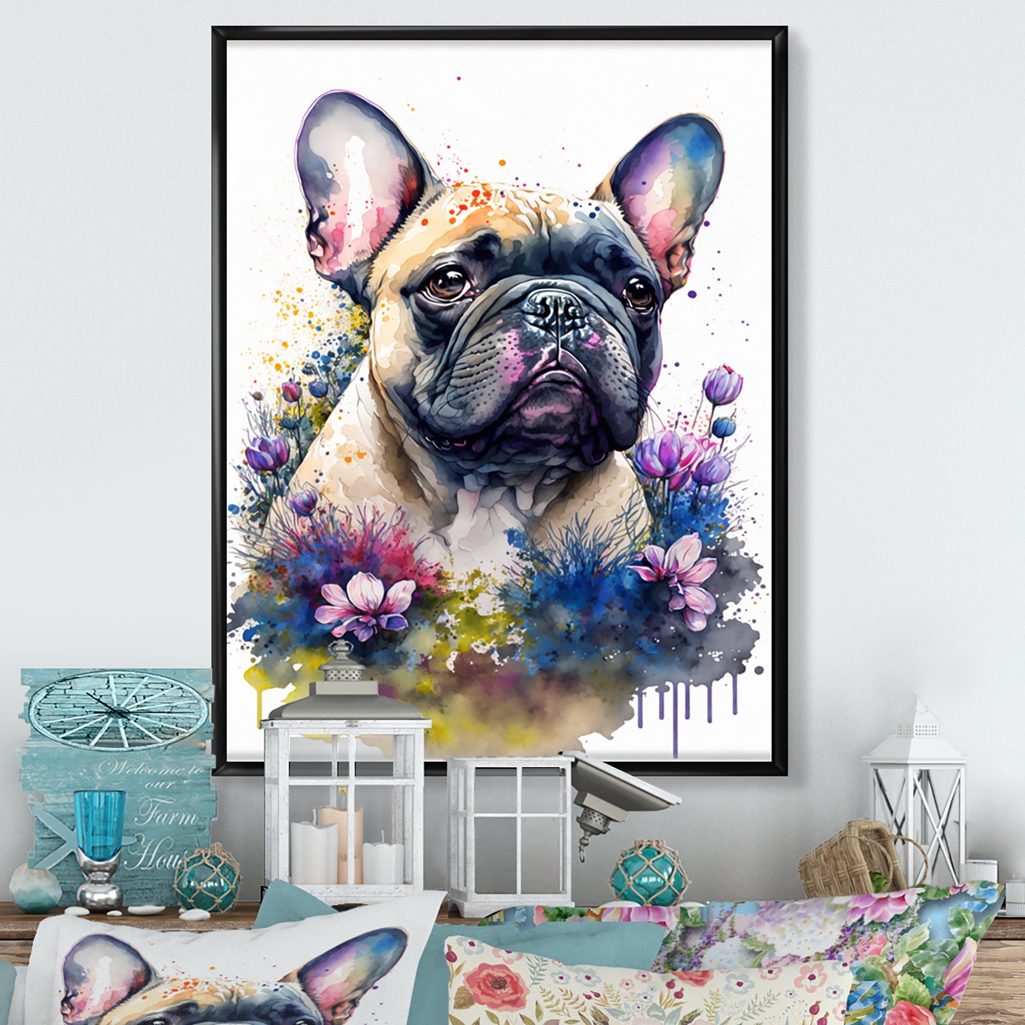 Cute Frenchie Floral Art I