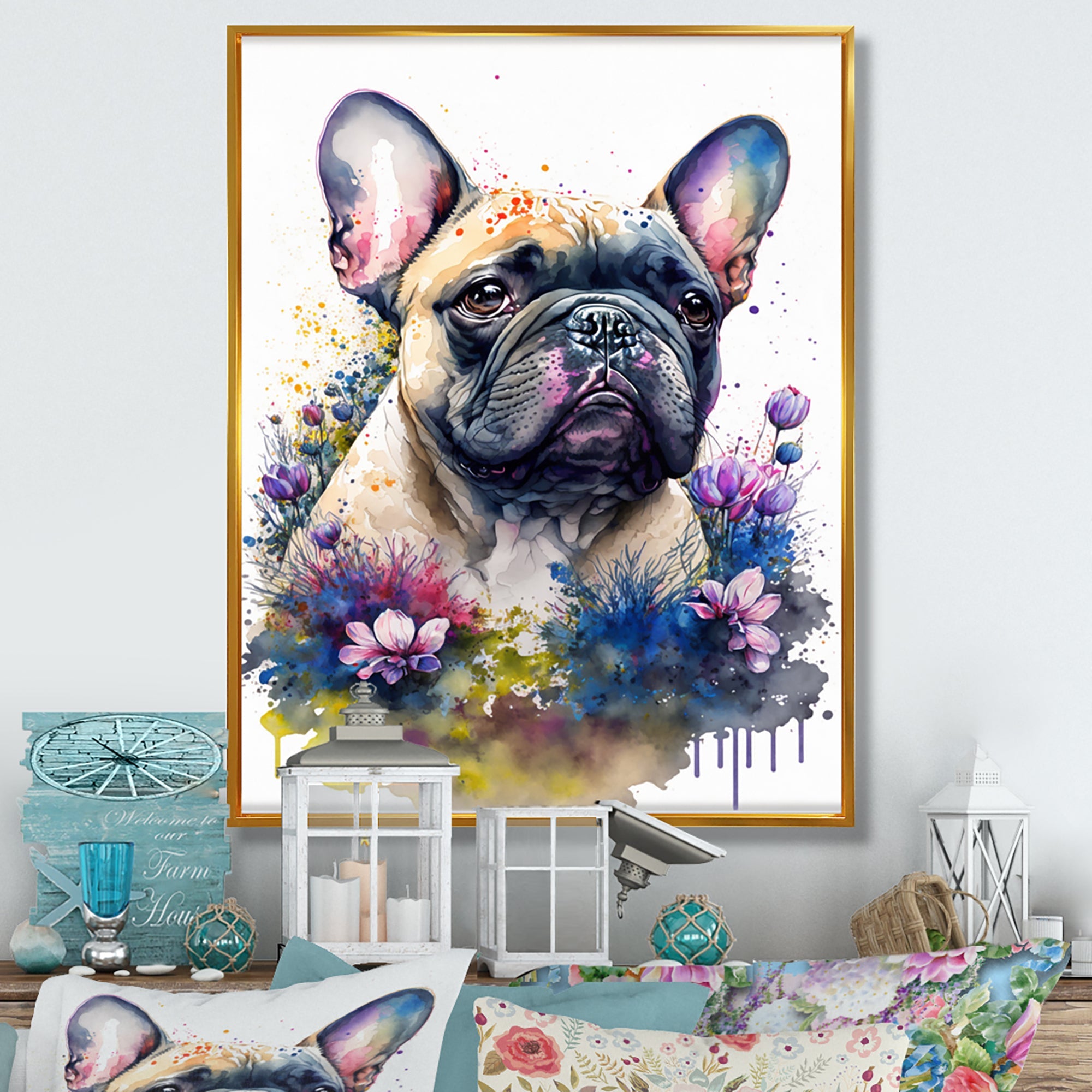 Cute Frenchie Floral Art I