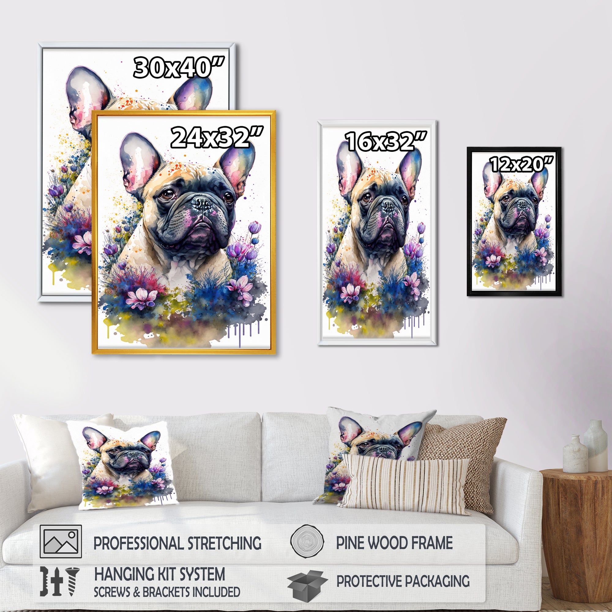Cute Frenchie Floral Art I