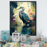 Cute Heron Floral Art I