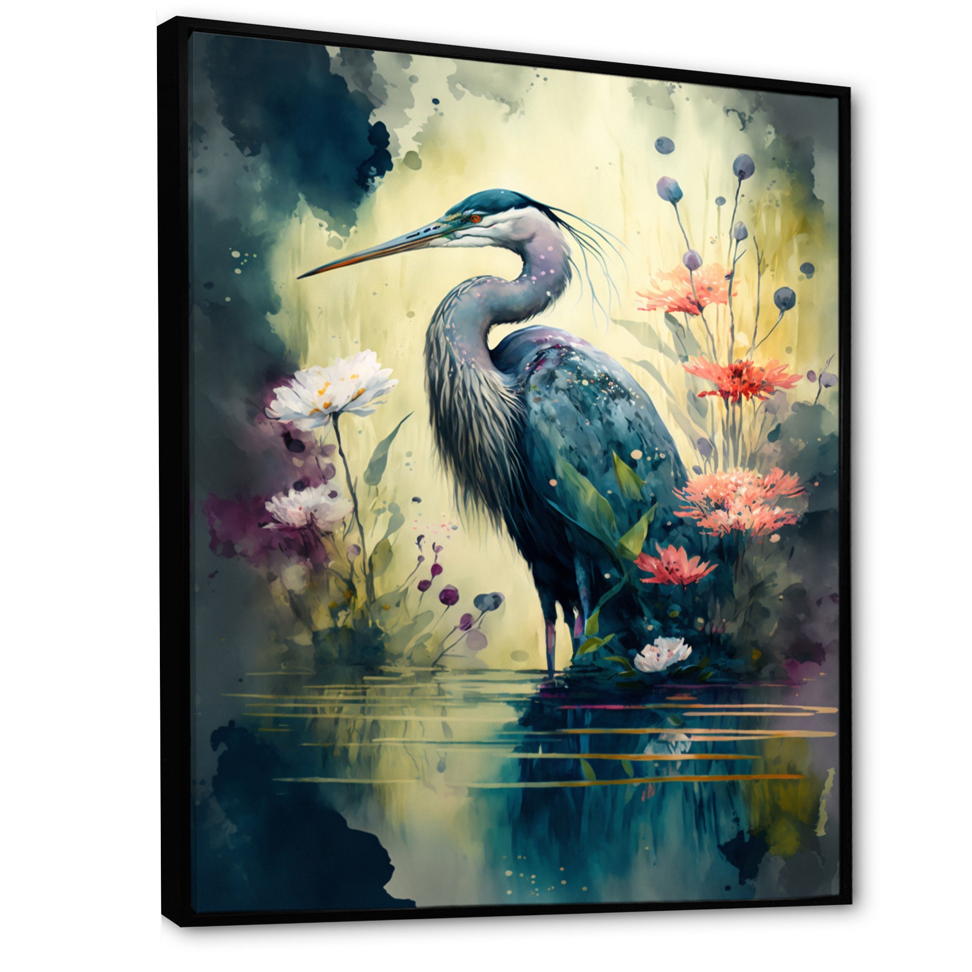 Cute Heron Floral Art I