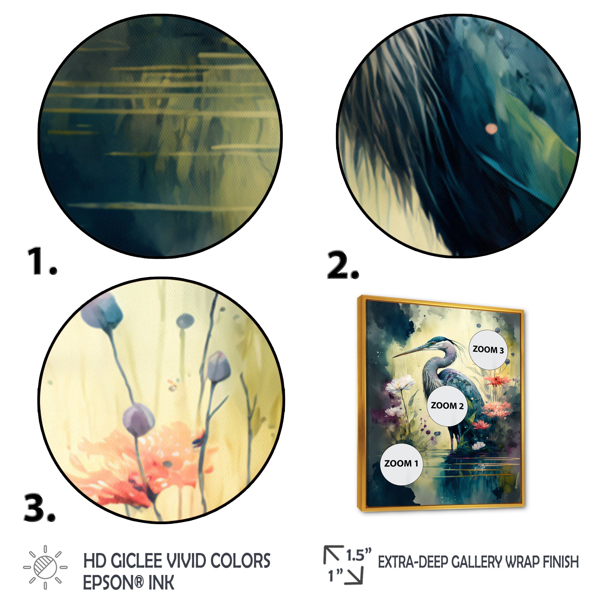 Cute Heron Floral Art I