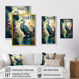 Cute Heron Floral Art I