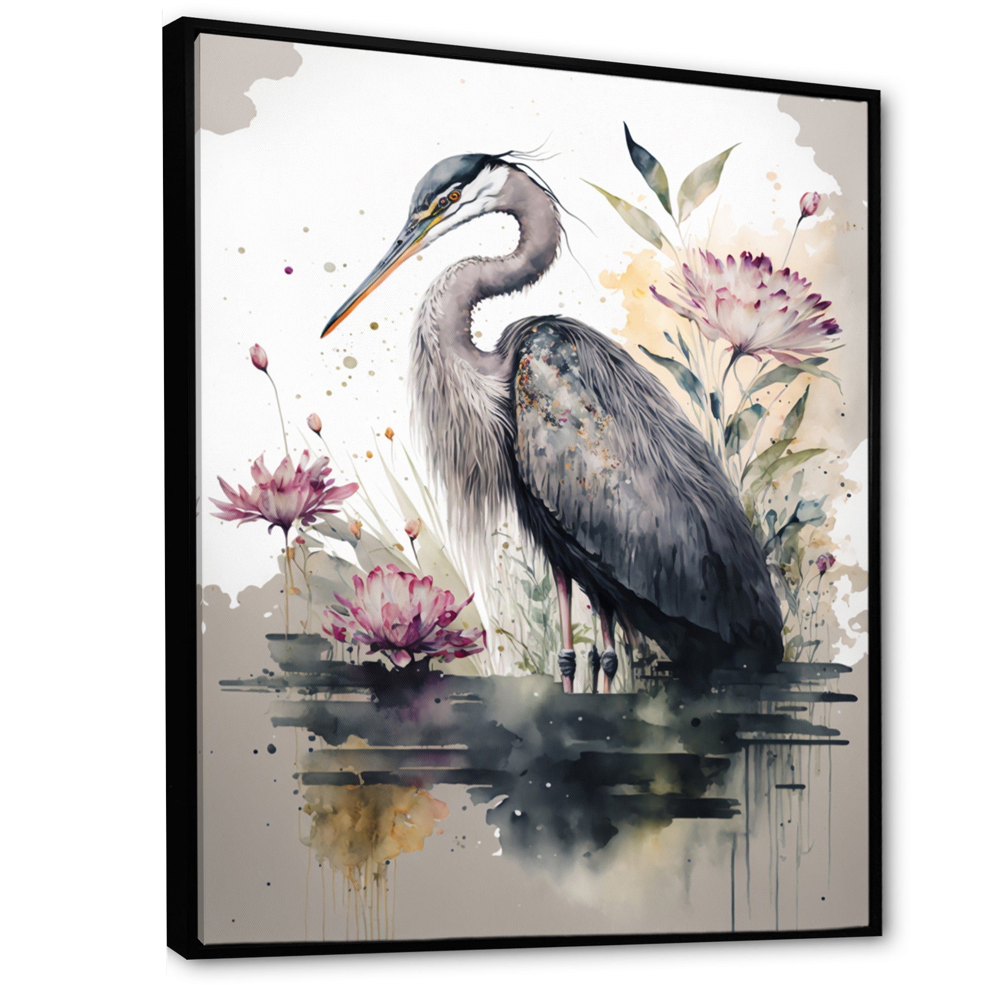Cute Heron Floral Art III