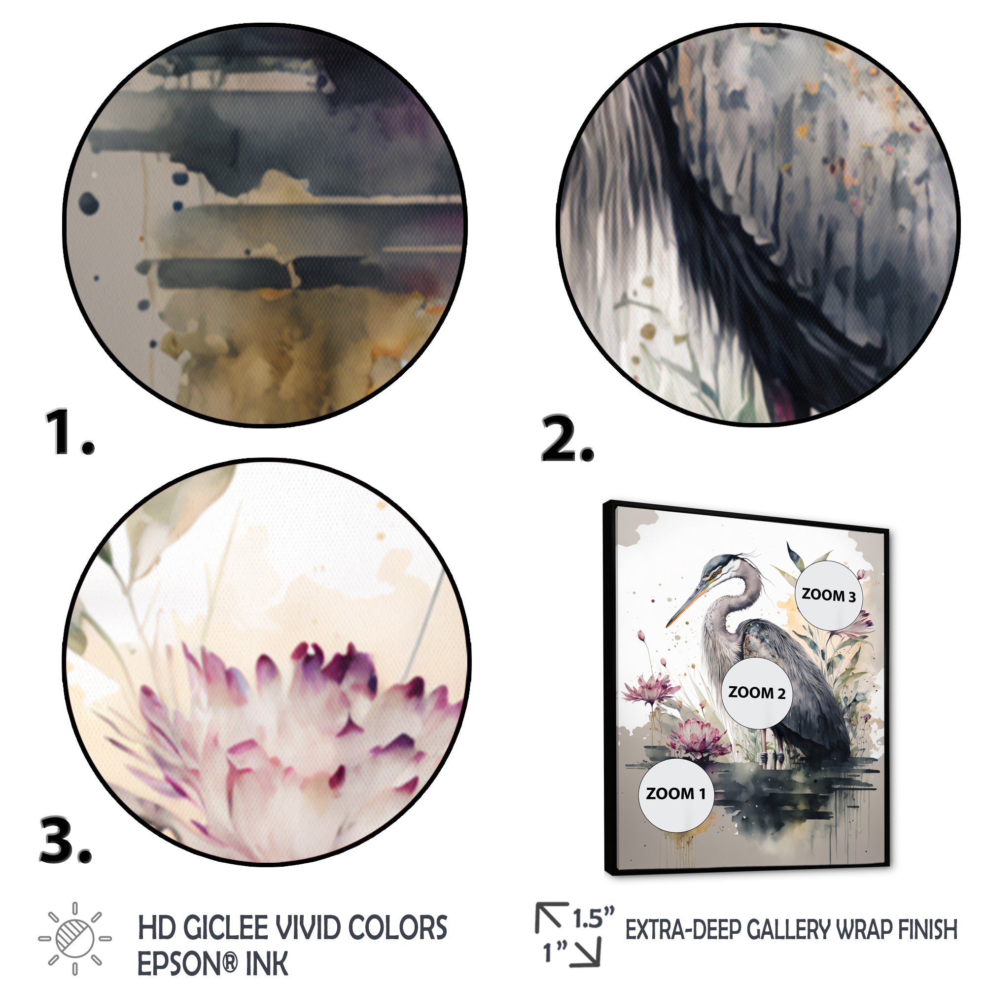 Cute Heron Floral Art III