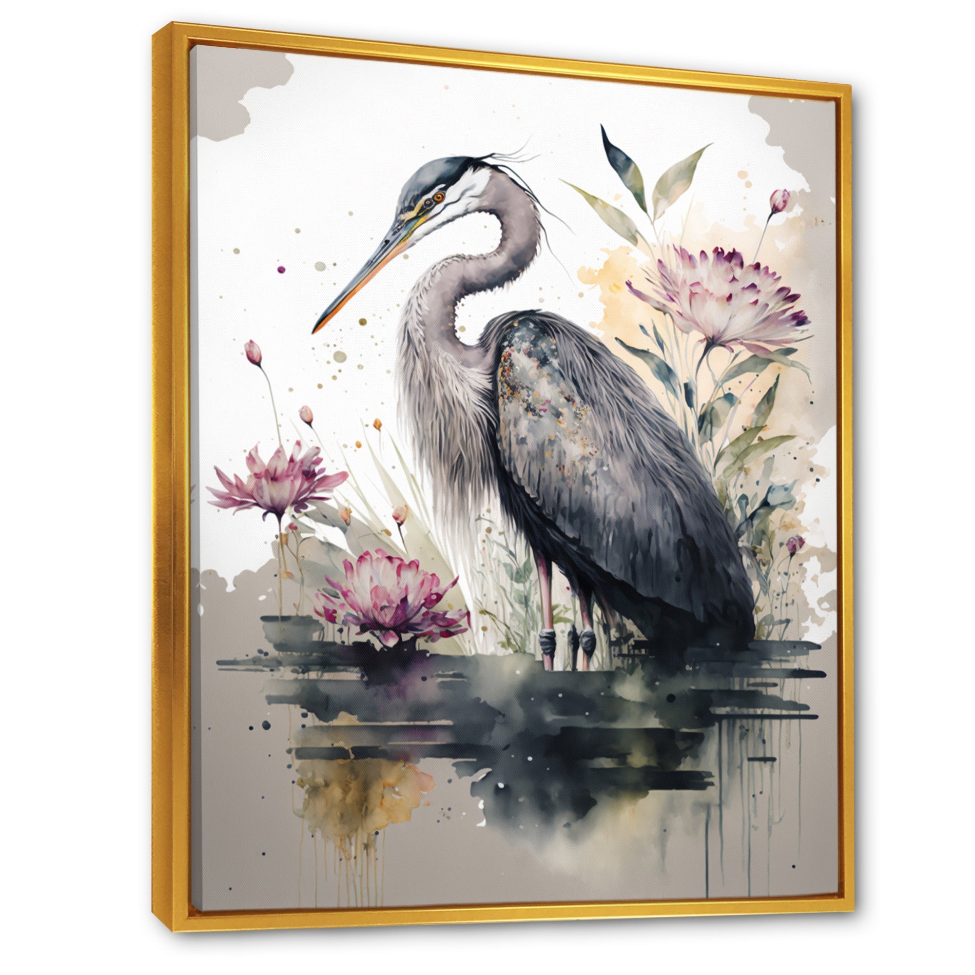 Cute Heron Floral Art III