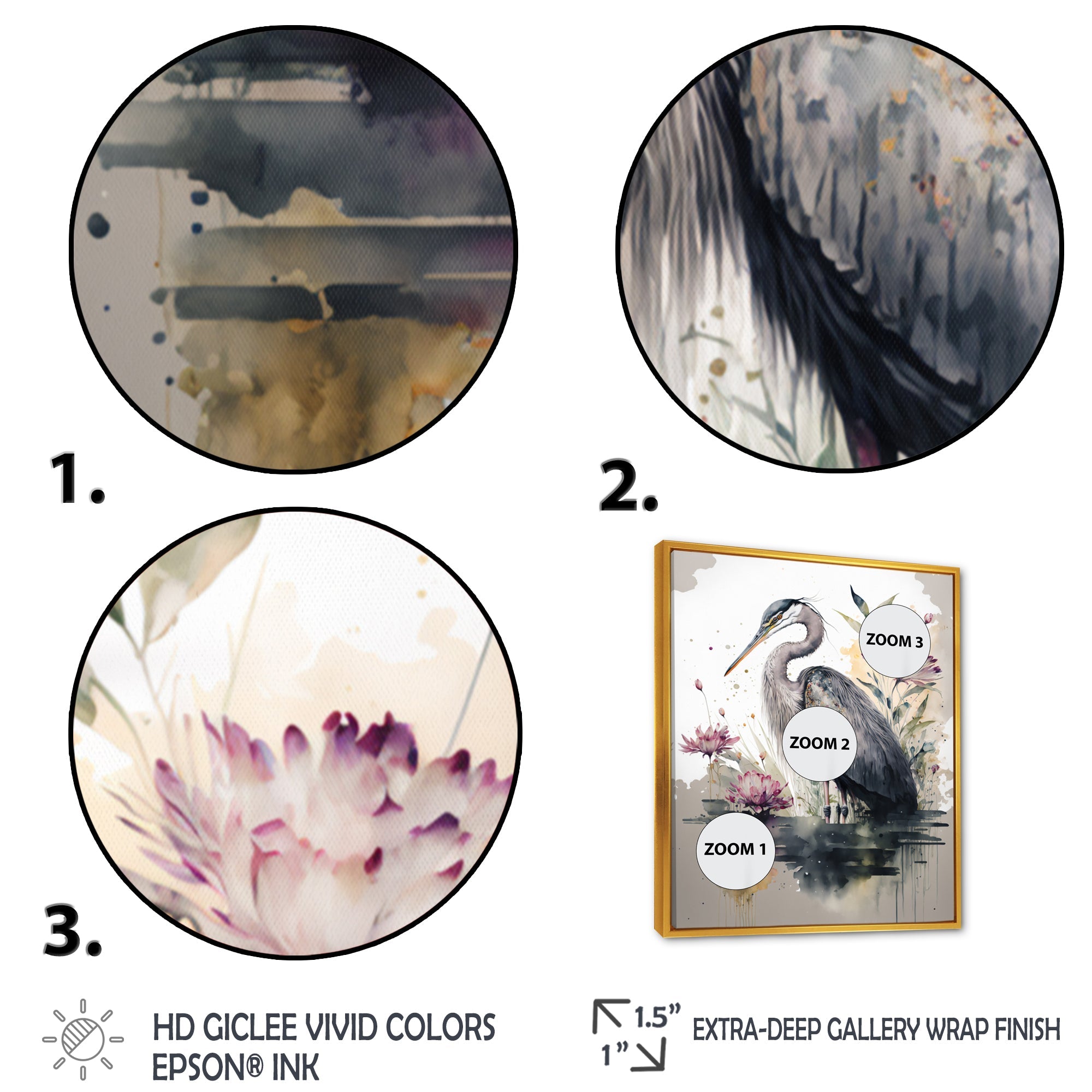 Cute Heron Floral Art III