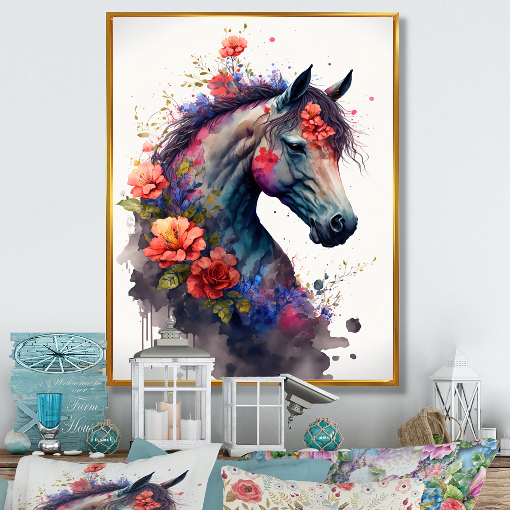 Cute Horse Floral Art I