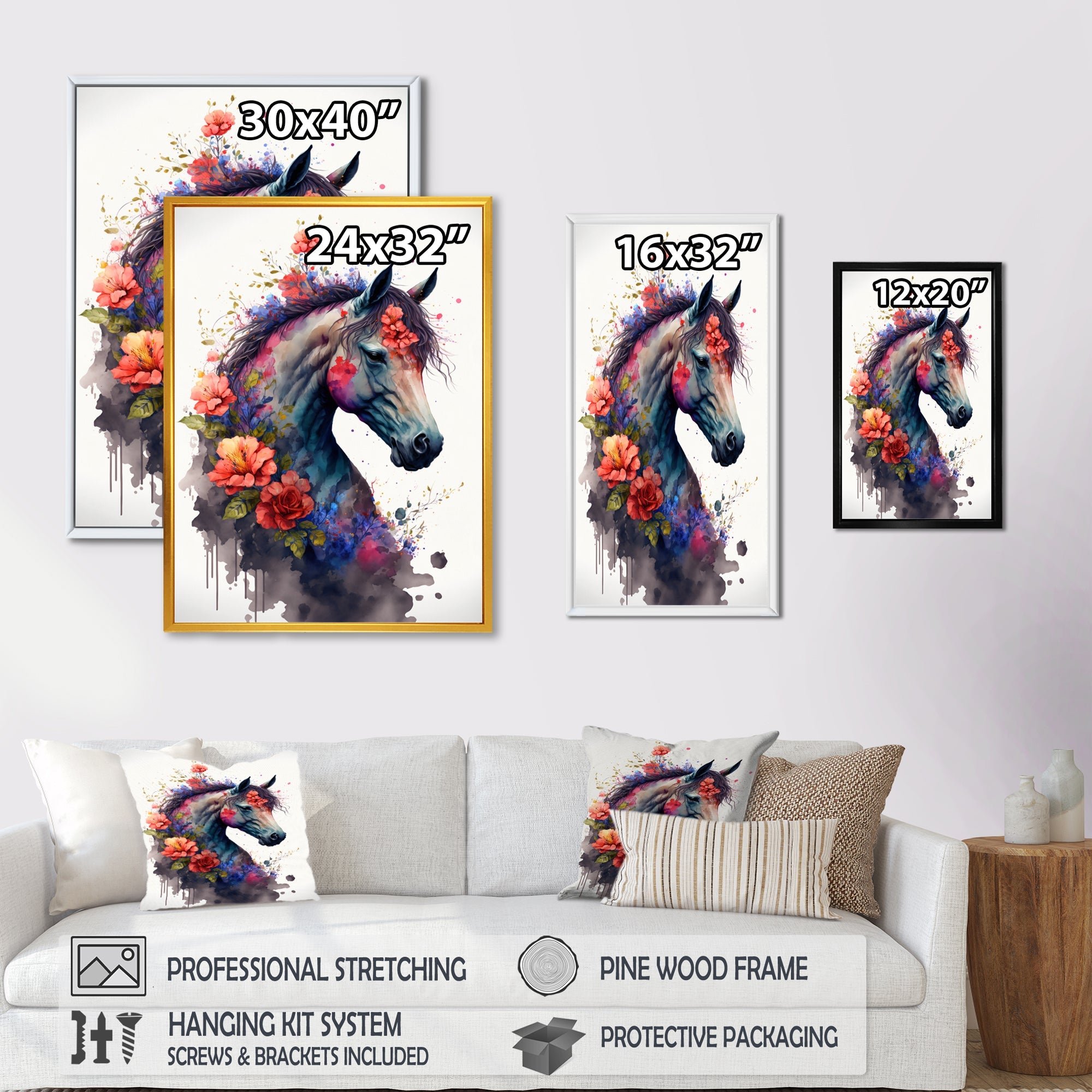 Cute Horse Floral Art I