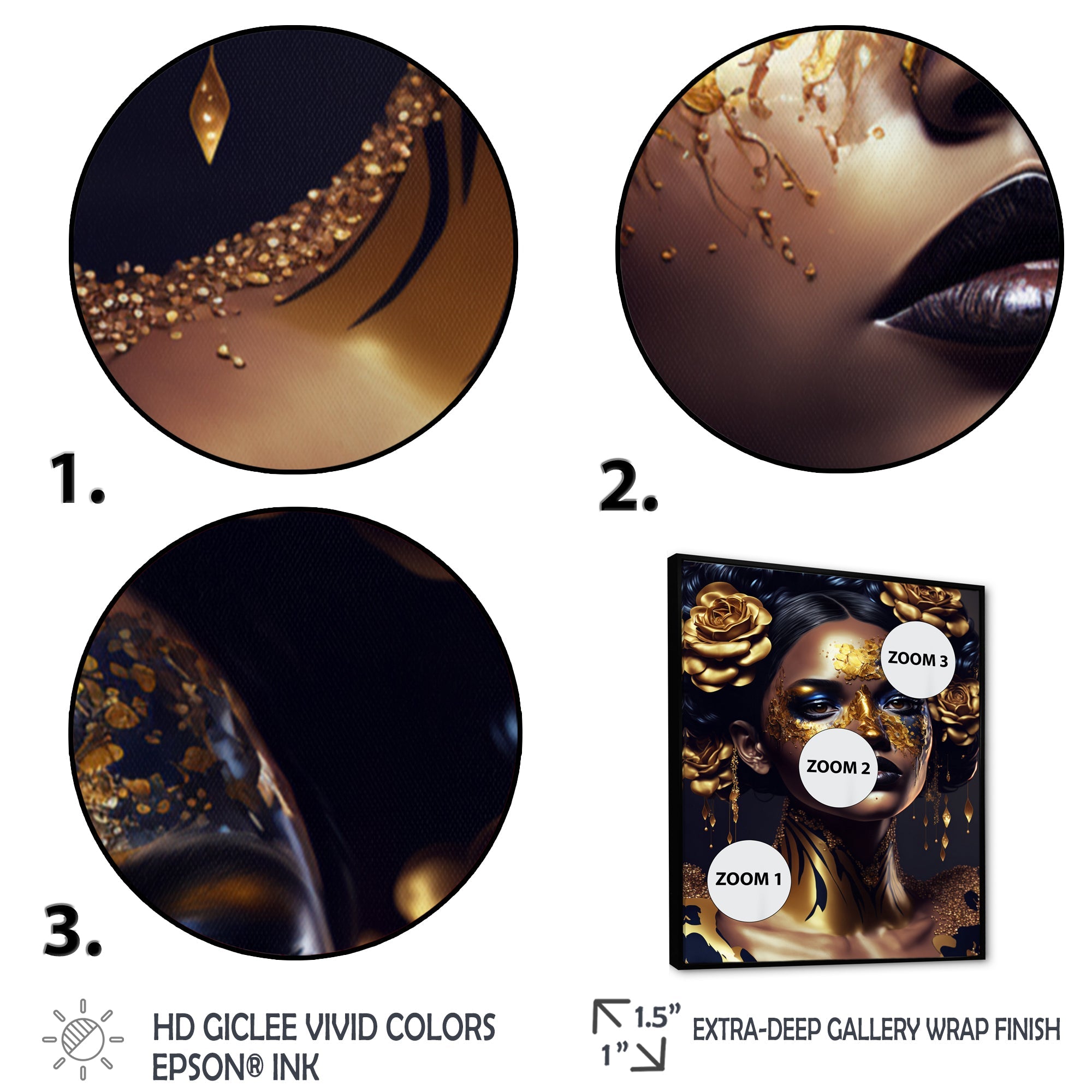 Gold And Black Floral Woman V