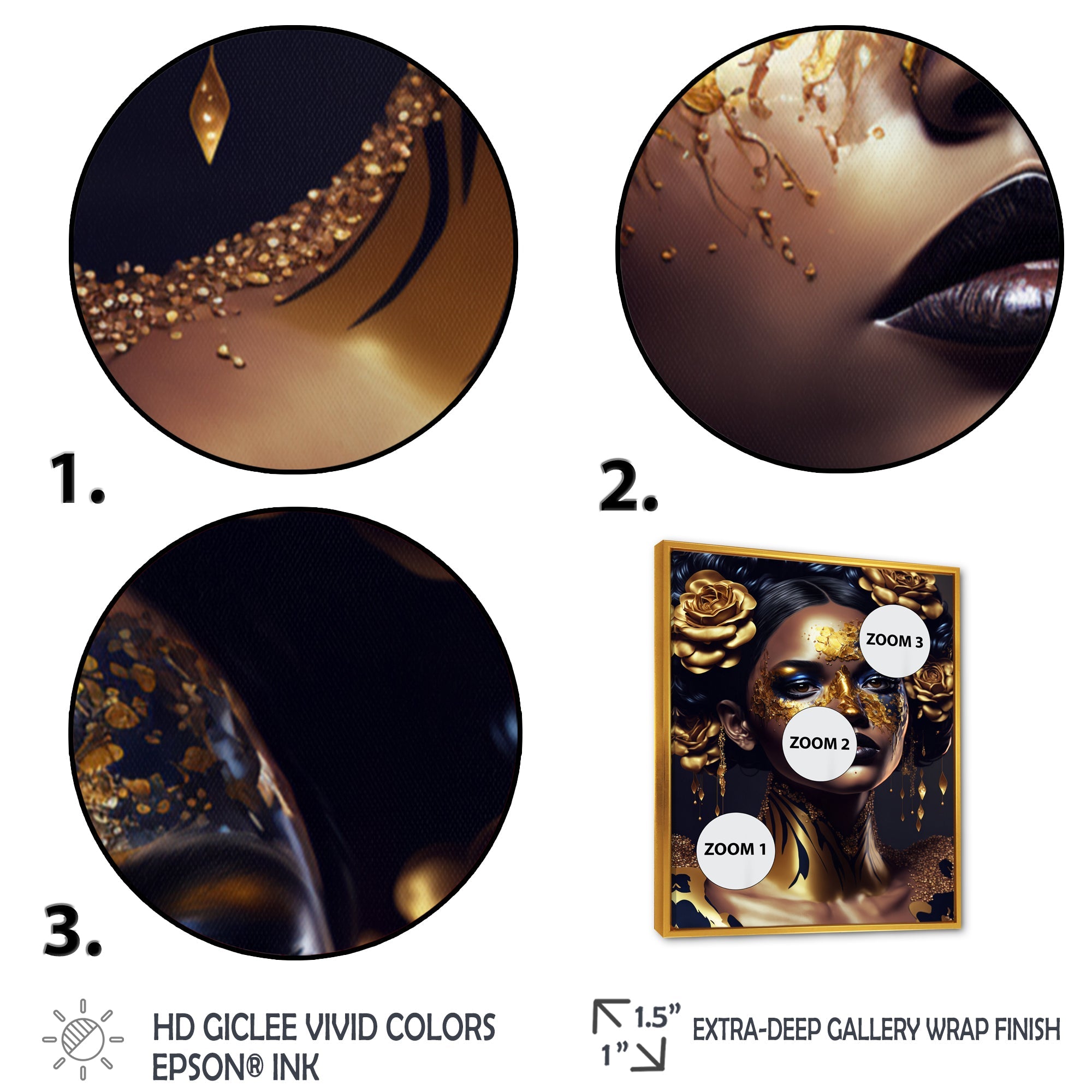 Gold And Black Floral Woman V