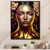 Gold And Black Floral Asian Woman II